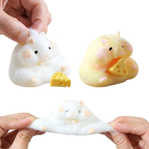 2PCS Squeeze Hamster Shape Toy,Squishes Toy, Sensory Fidget Toys,Stress Relief for Kids & Adult Tricky Funny Squeeze Toy, Gift for Easter, Christmas and Birthday