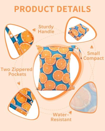 Babygoal Wet Dry Bags Diaper Bag, Washable Travel Organizer Bags, Beach, Pool, Gym Large Wet Bag for Swimsuits & Wet Dry Clothes with Two Zippered Pockets 3 Pack,3LN22-CA - 2
