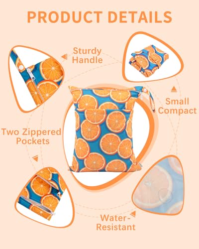 babygoal Wet Dry Bags for Baby Cloth Diapers, Washable Travel Bags, Beach, Pool, Gym Bag for Swimsuits & Wet Clothes with Two Zippered Pockets 3 Pack, 3LN22 - Image 4