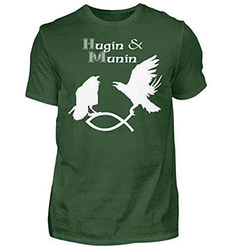 T-shirt de qualité supérieure Hugin & Munin vert pour homme en coton premium taille S