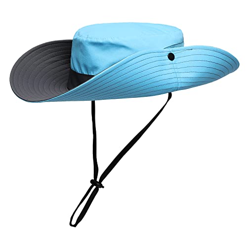 Image of Womens Summer Sun Hat Beach Hat Wide Brim Outdoor UV Protection Hat Foldable Cool Mesh Ponytail Bucket Hat