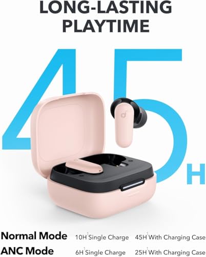 Image of Soundcore P30i by Anker Noise Cancelling Earbuds, Strong and Smart Noise Cancelling, Powerful Bass, 45H Playtime, 2-in-1 Case and Phone Stand, IP54, Wireless Earbuds, Bluetooth 5.4 (Pink)