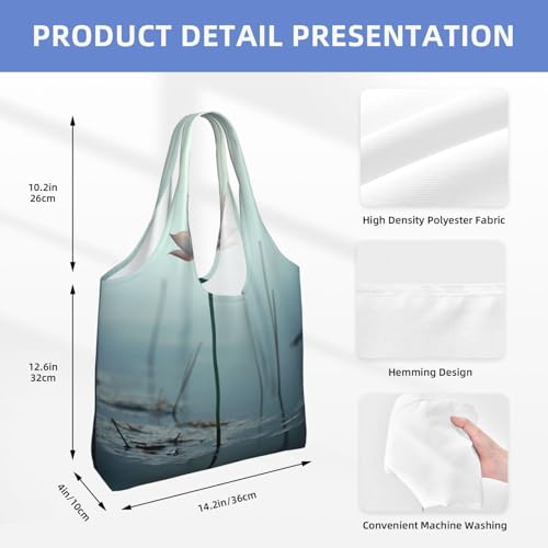 A lotus flower Printed canvas bag-suitable for shopping bags, fashionable women's bags4