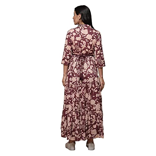 Image of BIBA Women Casual Dress Maxi Cotton Tiered Printed Dress