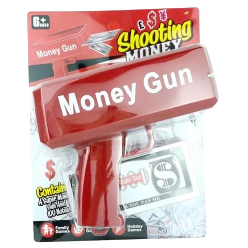 Generic Money Gun Shooter, Red, Handheld Cash Dispenser Toy for Parties and Events (Red)