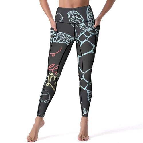 Leggings pour fitness et yoga taille haute motif tortue pour vos séances de jogging s