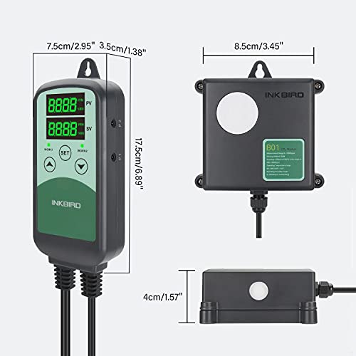 Image of INKBIRD Digital CO2 Controller ICC-500T with S01 Sensor Programmable CO2 Temperature Controller and Monitor for Ventilation System Building Control and HVAC Equipment Sensitive NDIR Sensor (B01)