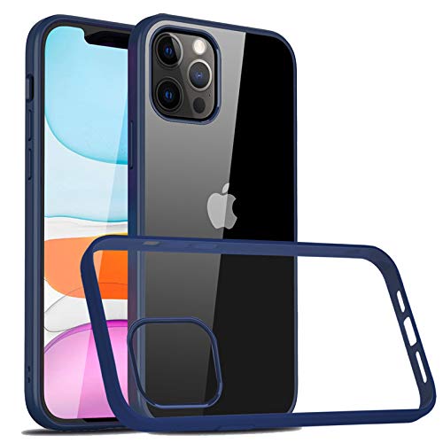 KOMO Compatible with iPhone 12 Pro Max Case Cover, Clear PC Back with TPU Edge Protective Case for iPhone 12 Pro Max 6.7 Inch (Dark Blue) KOMO Compatible with iPhone 12 Pro Max Case Cover, Clear PC Back with TPU Edge Protective Case for iPhone 12 Pro Max 6.7 Inch (Dark Blue)