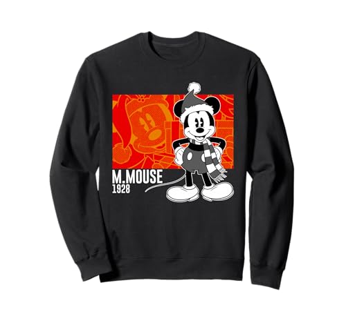 Sweat Mickey Mouse Disney pour hiver : pull vintage col rond confortable noir