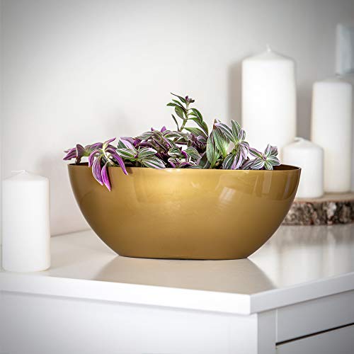 KADAX Blumentopf, ovaler Übertopf, Pflanztopf aus Kunststoff, Blumenübertopf, Deko, Pflanzkübel für Innen, Blumen, Pflanzen, Balkon… – Ansicht 3