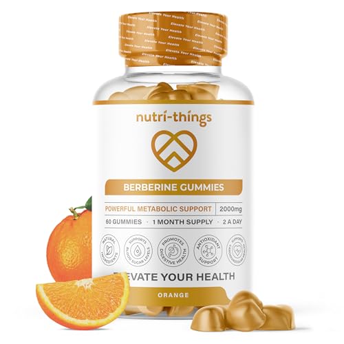 Berberine Gummies with Ceylon Cinnamon & Turmeric – High Strength Berberine HCL Supplement for Metabolic Support, Blood Sugar Balance – Vegan & Gluten-Free – 60 Gummies