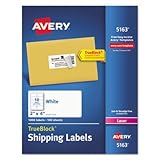Avery 5163 Laser Labels, Mailing, Permanent, 2-Inch x4-Inch , 1000/BX, White