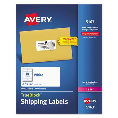 Office Realm AVE5163 - Shipping Labels with TrueBlock Technology