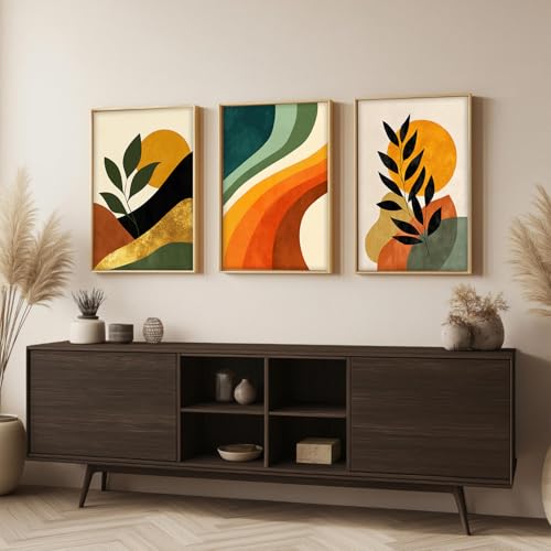 Image of ARTELLY Boho wall Art Paintings Modern Art Framed Wall Painting for Living Room Bedroom - Wall Posters | Paintings with Frame Set of 3 (Boho 2, 19x28 inch)