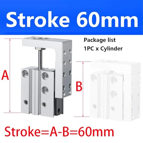 Vérin de rail pneumatique MXH16 avec guide latéral linéaire course 60mm