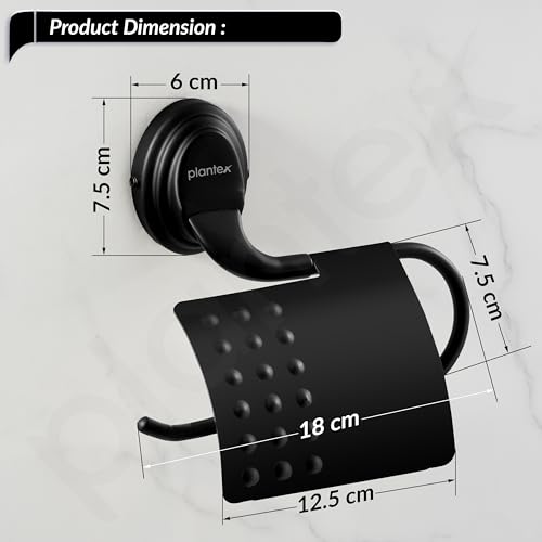 Image of Plantex 304 Grade Stainless Steel Toilet /Tissue Paper Holder Stand for Washroom /Bathroom Accessories - Cubic (Black)