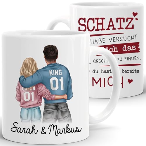 SpecialMe® Tasse Paar personalisiert mit Namen Liebe Geschenk Partner Weihnachten Geburtstag Jahrestag Valentinstag weiß Keramik-Tasse