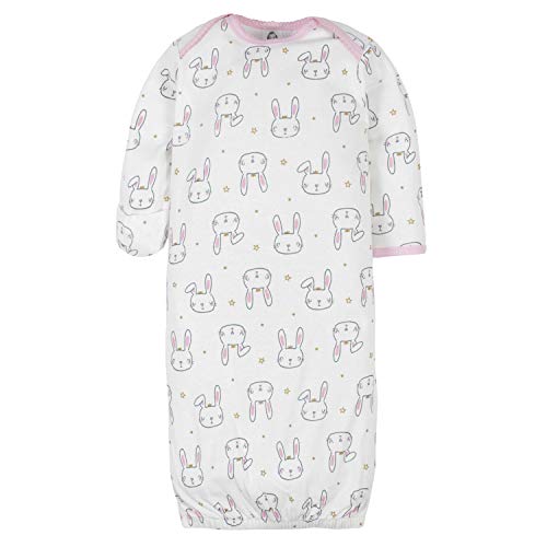 Image of Gerber Baby Girls 4-Pack Sleeper Gown - Soft Cotton Newborn Nightgowns, Elastic Hem Sleepwear Set for Infant Girls
