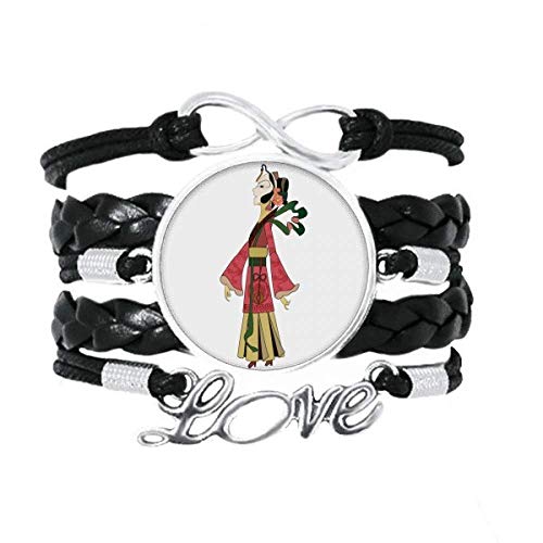 Bracelet Amour en cuir véritable et ombres chinoises, un bijou d'exception fait main
