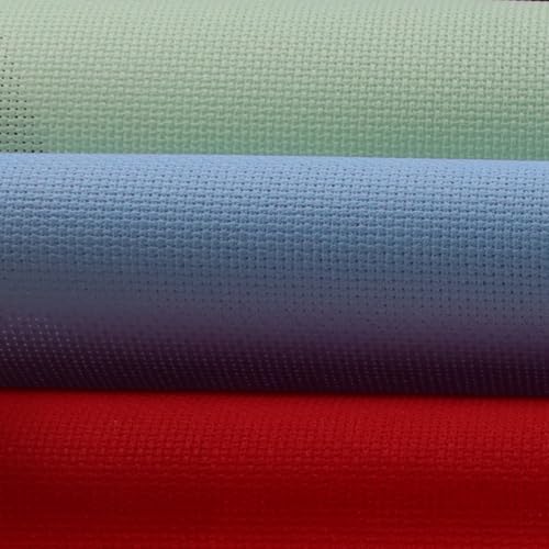 Image of KCS 3 pc of 15 inch x 18 inch(38cmx45cm) Counted Cross Stitch Cotton Aida Cloth Needlework Rolled Fabric Box,18CT,Light Blue+Light Green+Red