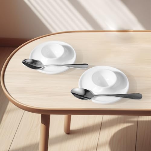 Image of Cinf Ceramic Egg Cup Set, 2 Holders with 2 Stainless Steel Spoons