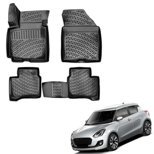 IKC STORE for Suzuki Swift 2017 2018 2019 2020 2021 2022 2023 Premium 3D Custom Cut Rubber Car Mats - Waterproof Odor-Free Non-Slip Front & Rear Floor Liner
