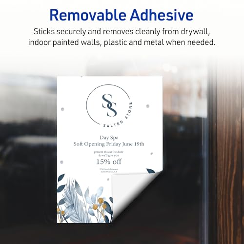 Image of Avery Durable DIY Polyester Sticker Paper, 8.5 inch x 11 inch, Removable Surface Safe Adhesive, Water-Resistant with Laser or Pigment-Inkjet Printers, 3 Full-Size Label Sheets (61512) (Pack of 5)
