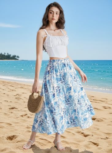 Maxi Skirts for Women Summer Boho Floral Skirt Victorian Flowy Long Skirt Boho XXL — view 2
