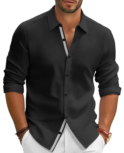 PJ PAUL JONES Mens Dress Shirts Wrinkle Free Stretch Button Down Shirt Casual Long Sleeve Business Shirts