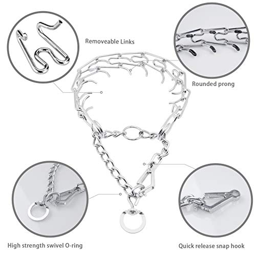 Dog Prong Collar, Ultra-Plus Chrome Plated Training Collar With Quick Release Clip For Dogs , Adjustable Pet Pinch Collar With Silver Plating For Small Medium Large Dogs (Xl) #TOP1