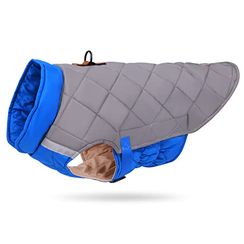 ALLSOPETS Manteau Chien Manteaux Chaud Manteaux d'hiver pour Chiens avec Trou de Harnais Chiot Veste Gilet Habits Costume Vêtement pour l'hiver pour Petits Moyenne Chien Gris Cover