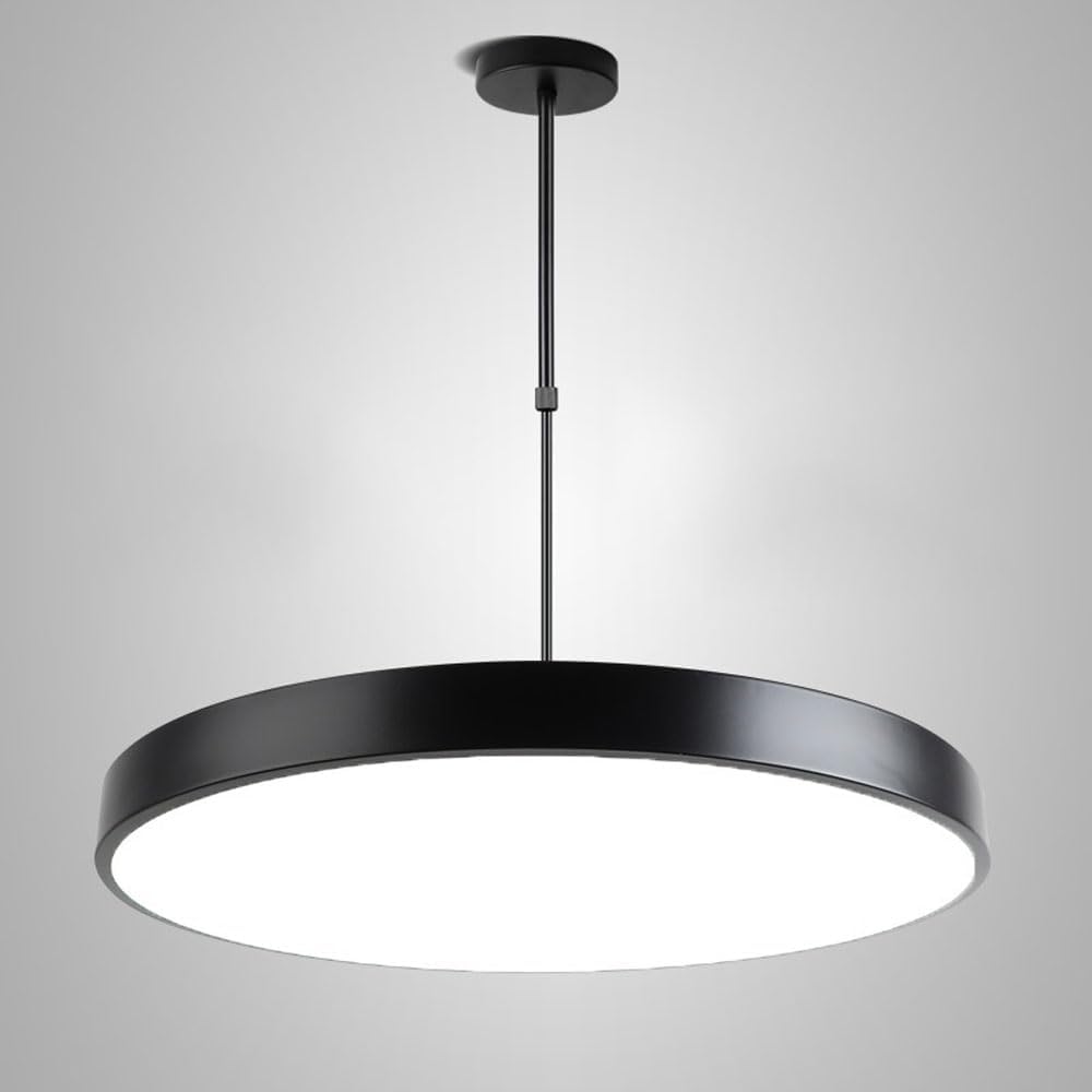 Nordic Black Discs -Shaped Chandelier LED Headlight Metal Acrylic Lampshade Pendant Lamp, Office Mall and Restaurant Coffee Shop Ceiling Light Adjustable Hanging Light