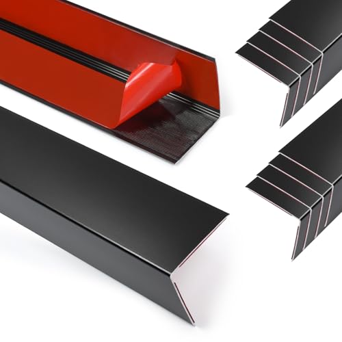 Image of 8Pack Aluminum Metal Corner Protector, 45″x 1″ Peel and Stick L Molding Corner Guards with 90 Angle, for Wall Door Frame Cabinet Furniture Baseboard Protection and Decoration (Black)