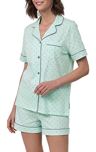 Pajamagram Pajama Set For Women - Short Sleeve Pajamas For Women, Mint, M, 10-12 #TOP13
