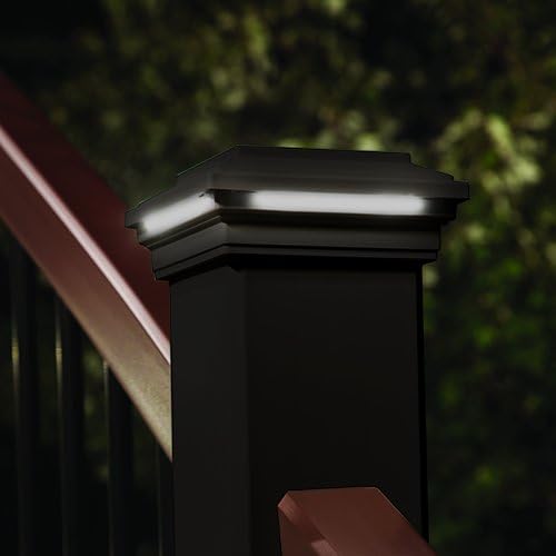 LED Post Cap Light- Square Style, Charcoal Black, BKSQLEDCAP4X4C
