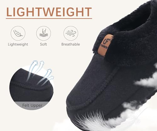 COFACE Womens Warm House Slippers Fuzzy Moccasin Winter Shoes Ladies Platform Thick Cushion Yoga Foam Lightweight Indoor Outdoor Hard Rubber Sole with Arch Support4