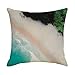 Epinki Poszewki na poduszkę, 45 x 45 cm, 1 x miękka poszewka na poduszkę z motywem oceanu, do domu, na sofę, do sypialni, len, niebiesko-beżowo-zielona