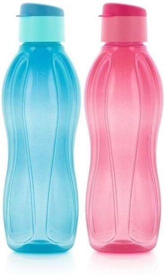 Tupperware Plastic Fliptop Water Bottle 1000 ml Pack of 2 (Multicolor)