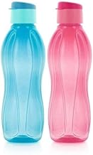 Tupperware Plastic Fliptop Water Bottle 1000 ml Pack of 2 (Multicolor)