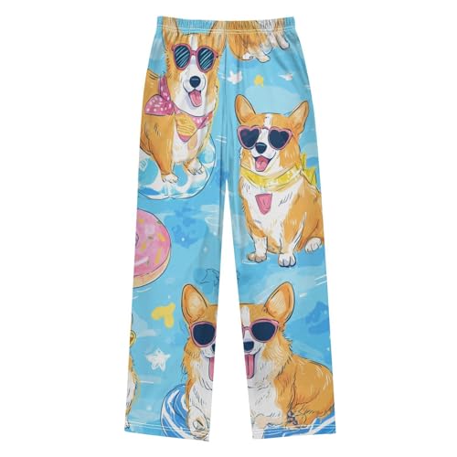 Corgi Dog Pineapple Boys Long Pants Soft Trousers Elastic Waist Kids Lounge Bottoms with Pockets S-XL2