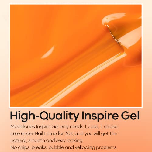 Modelones Gel Nail Polish, 1 Pcs 15Ml Bright Neon Orange Color Gel Polish Soak Off Led Spring Summer Orange Nail Polish Gel Nail Salon Diy At Home Manicure Coachella Music Festival Gift For Women, #TOP2