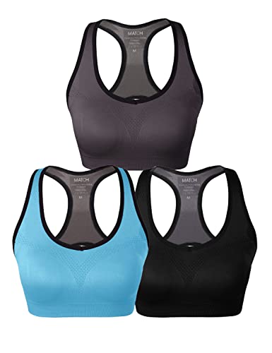 Image of Match Women's Seamless Racerback Sports Bra with Removable Pads Strappy Workout Bra Top for Yoga Gym Running Fitness (New Size)