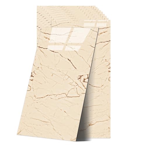 Adesivi per piastrelle in marmo, autoadesivi, per cucina, 60 x 30 cm, impermeabili, per cucina e bagno (Khakibeige)