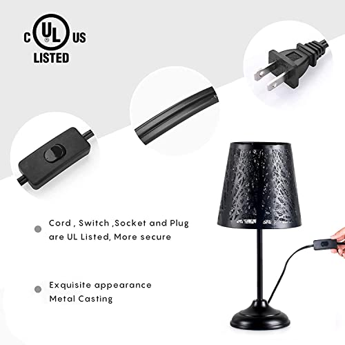 Timeflies Mini Table Lamp Bedside Lamp Decorative Nightstand Lamp For Bedroom, Living Room, Black Metal Shade Forest Lighting, Bulb Included #TOP2