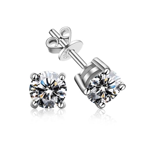 AMDXD Pendientes de oro blanco Au750 de 18 quilates para mujer, joyas de oro auténtico, creados en laboratorio, pendientes clásicos para niña con corte brillante, oro de 18 quilates, Oro blanco de 18