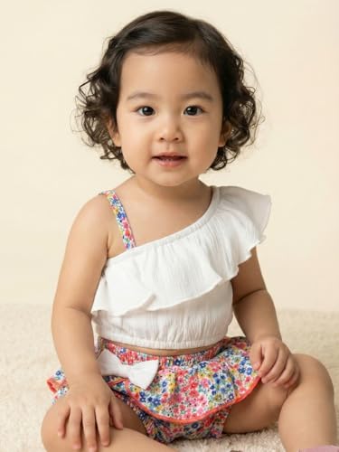 Image of Nautinati Baby Girls Cute Printed Top and Shorts Clothing Set | Age 0-3 Years