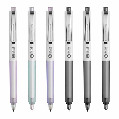 Image of Anupam Sylent Roller Gel Pen 0.5 mm, Waterproof Smooth Quick-Dry Dark Ink, Comfortable Grip Exam & Office Pen, Refillable (3 Multicolour Body BlueInk, 3 Black Body BlackInk)