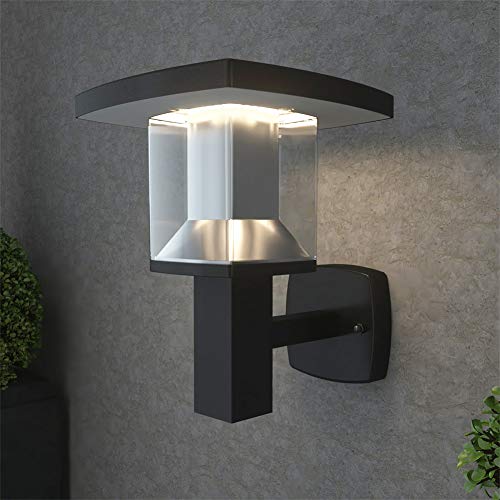 Preisvergleich Produktbild NBHANYUAN Lighting® Aussenleuchte Außenlampe LED Wandleuchte Aussen für Balkon, Garten Schwarz Edelstahl 3000K Warmweiß Licht 220-240V 1000LM 9W IP44