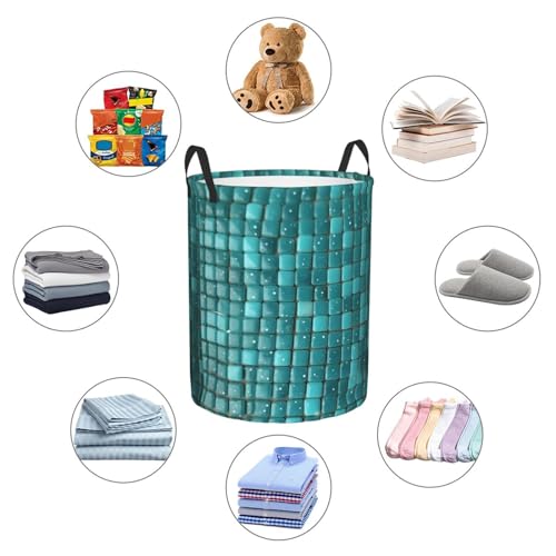 Panier à linge turquoise grand format pliable et autoportant