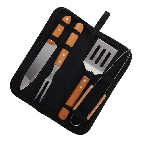 Set de utensilios parrilleros de acero inoxidable con bolsa miniatura 1